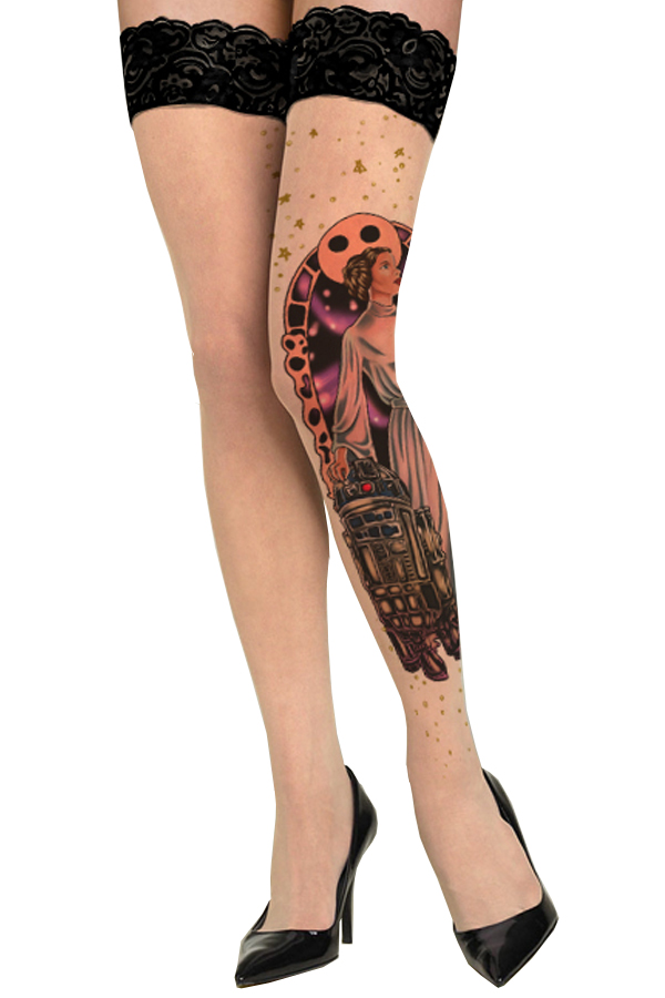 Accessory Castle Print Thigh High Stockings - Click Image to Close